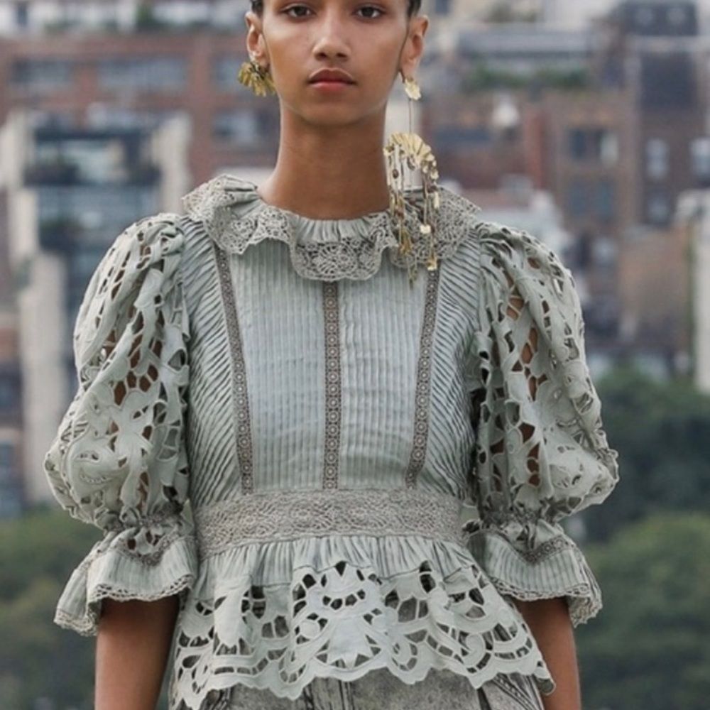 Ulla Johnson Sage Green Lace Blouse